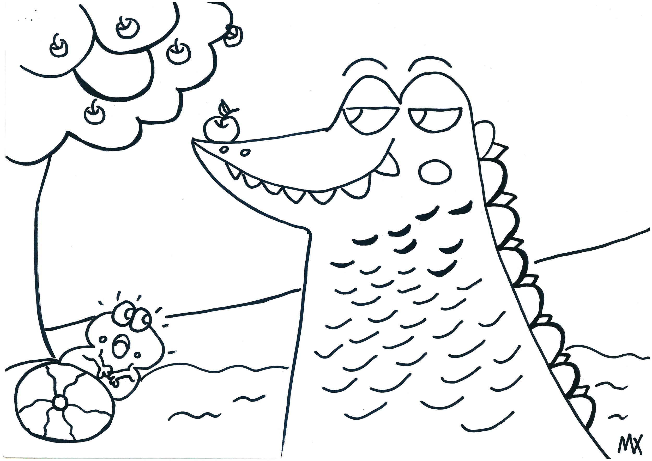 如何画卡通鳄鱼 卡通鳄鱼简笔画步骤图