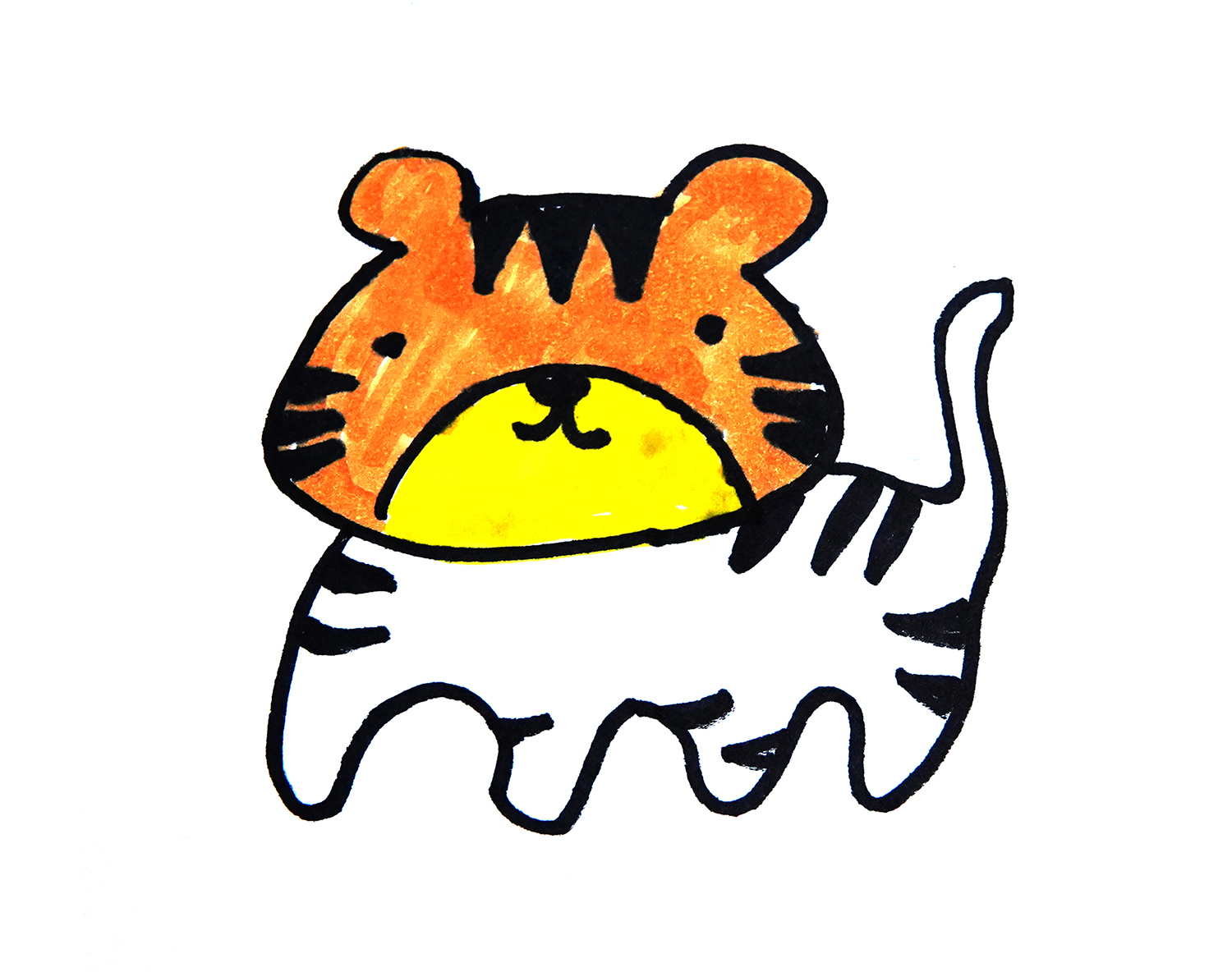 教你画色彩小老虎的画法图解 简单可爱简笔画图