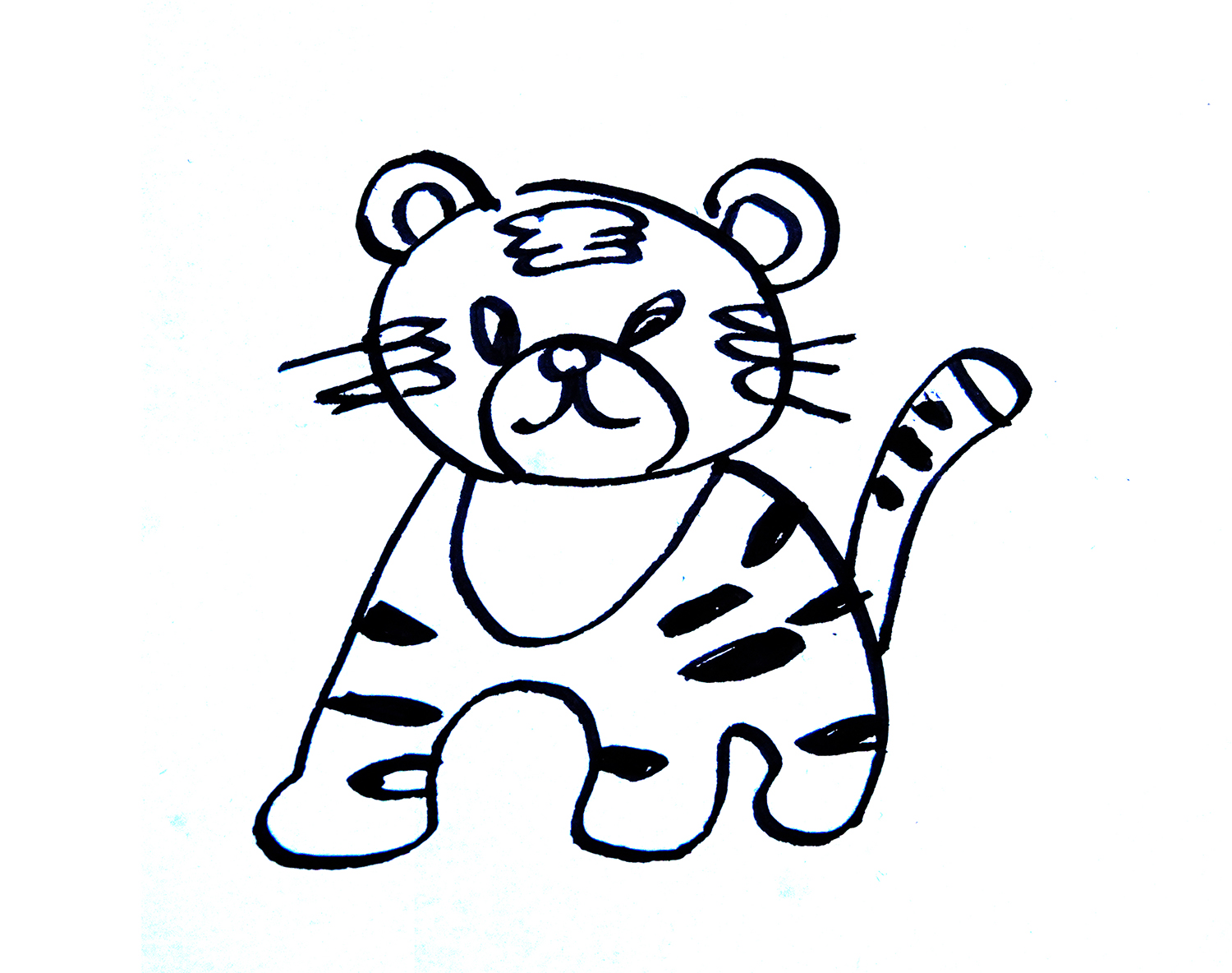 色彩小老虎的画法教程 儿童简单可爱简笔画图 肉丁儿童网