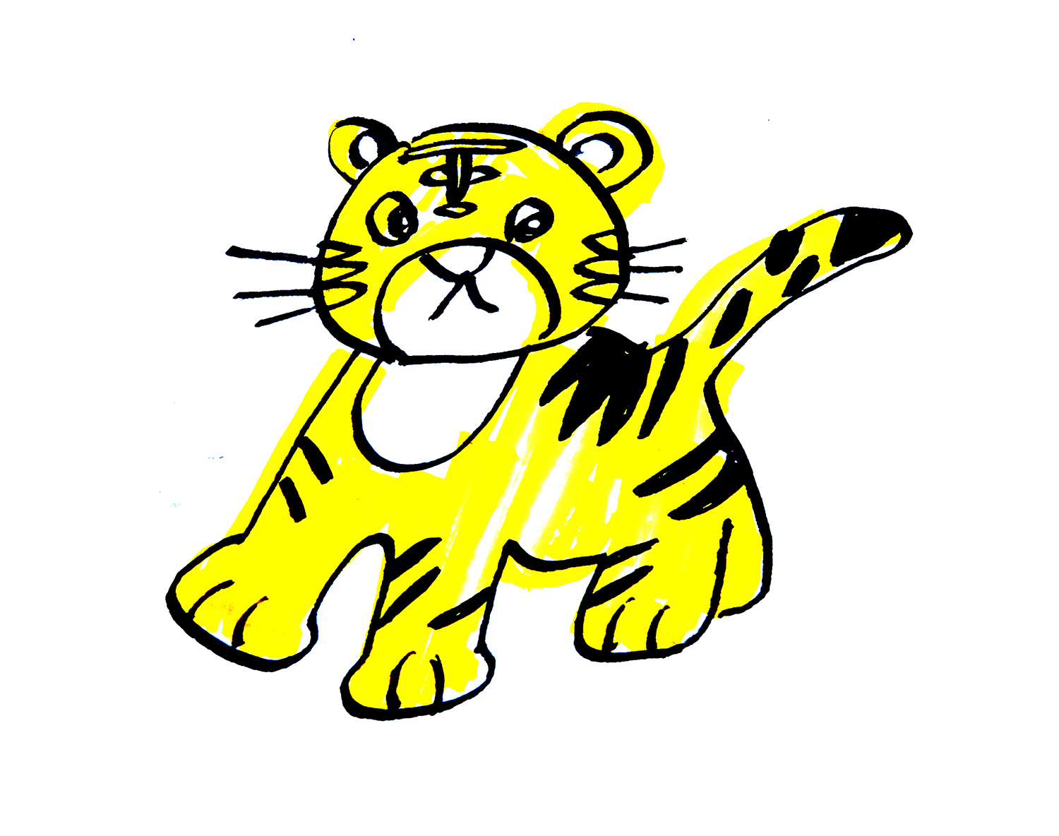 儿童画有颜色小老虎的画法图解教程  儿童简单简笔画步骤图片