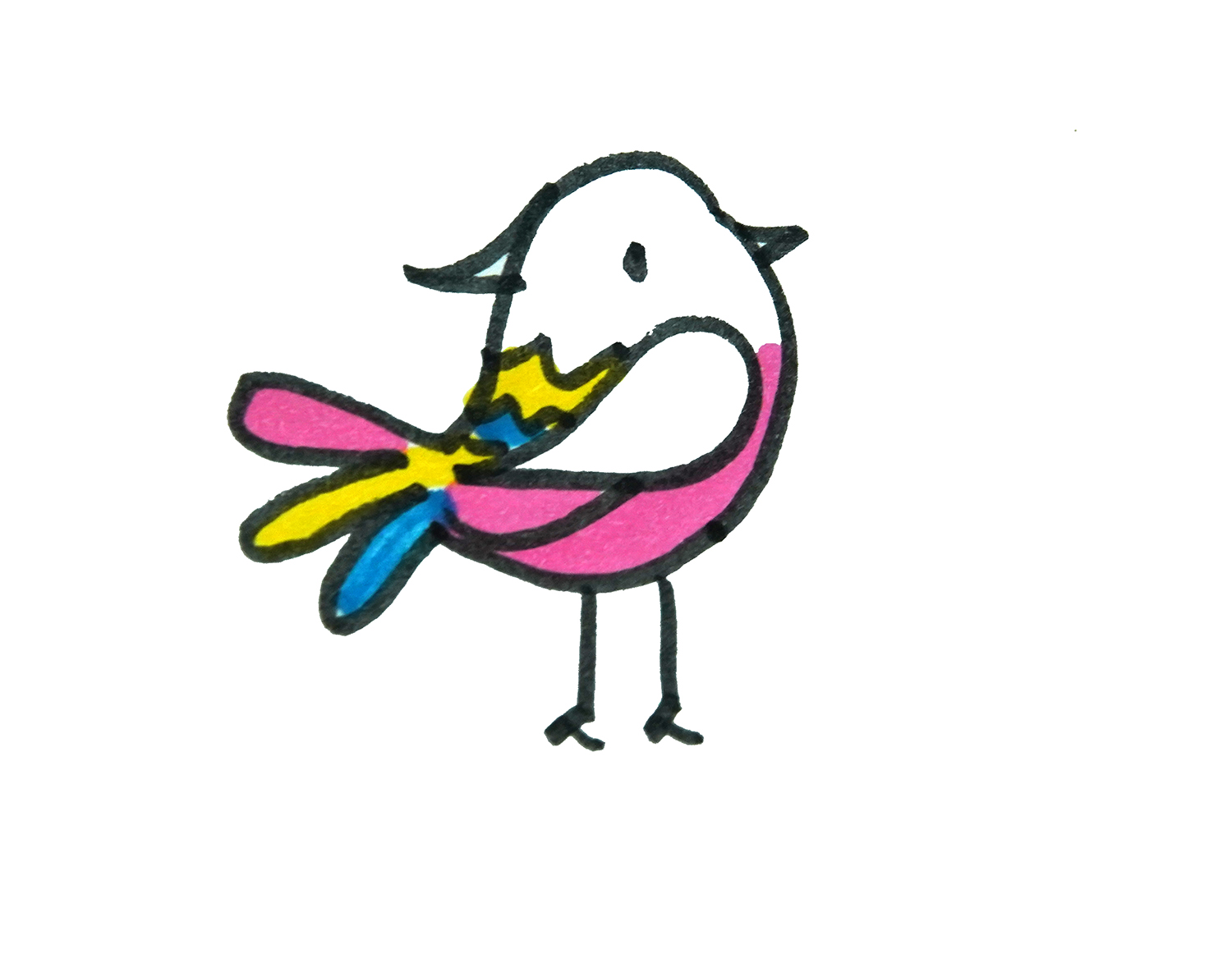 教你画色彩小鸟的画法教程 简单可爱简笔画图片