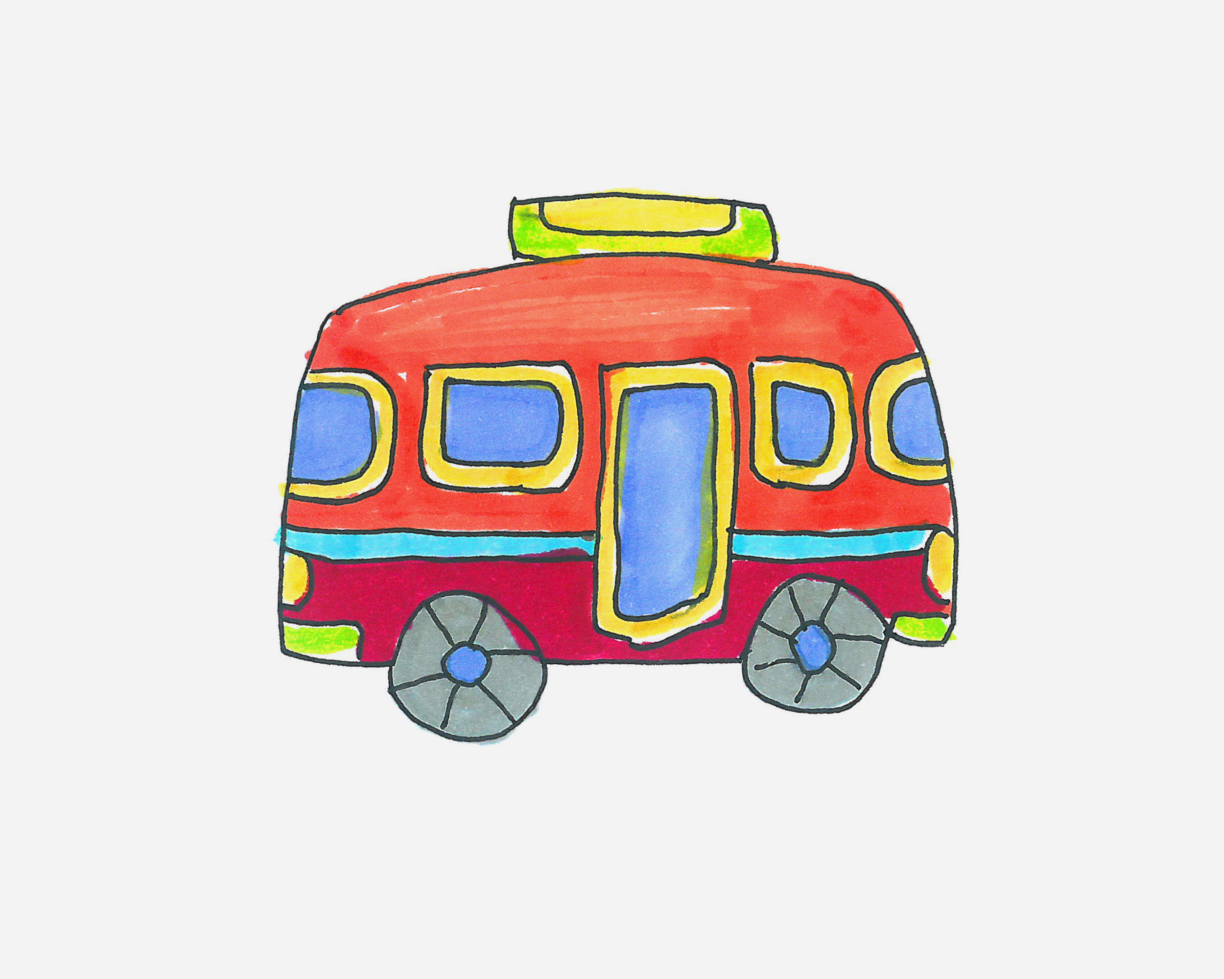 幼儿漂亮美术 创意简笔画汽车怎么画图解教程 咿咿呀呀儿童手工网